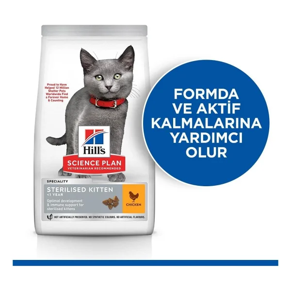 Hill's Sterilised Kitten Tavuklu Kısırlaştırılmış 3 kg Yavru Kedi Maması - Görsel 5