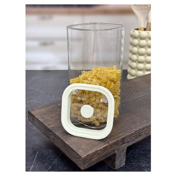 Arow Snug Vakum Kapaklı Cam Saklama Kabı 1500 ml - Krem - 1 Adet - Görsel 2
