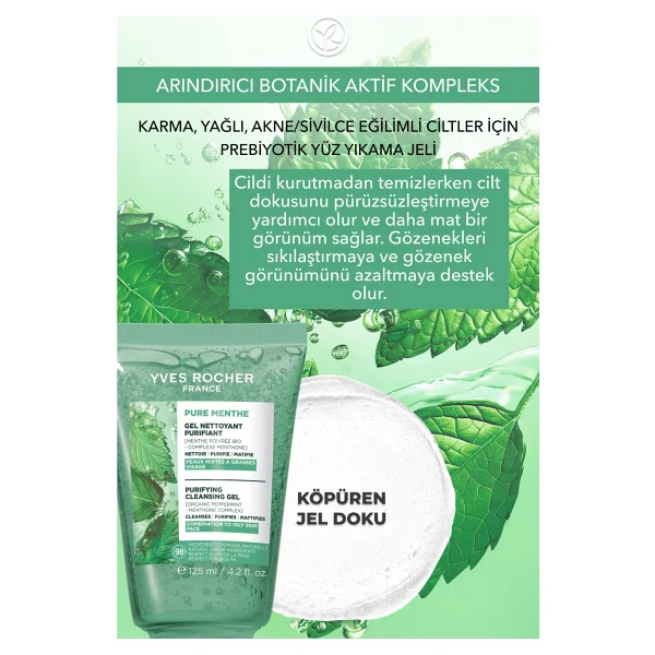 Yves Rocher Pure Menthe Arındırıcı 125 ml Yüz Temizleme Jeli - Görsel 2