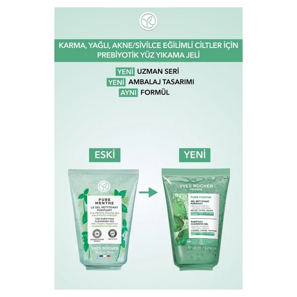 Yves Rocher Pure Menthe Arındırıcı 125 ml Yüz Temizleme Jeli - Görsel 3