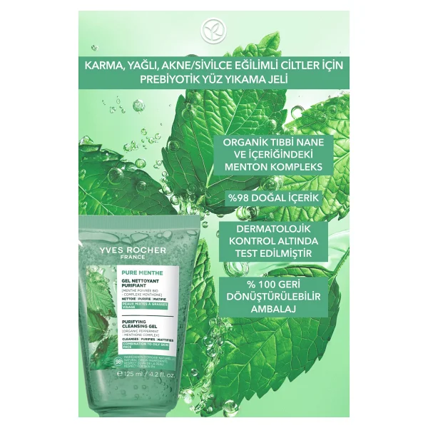 Yves Rocher Pure Menthe Arındırıcı 125 ml Yüz Temizleme Jeli - Görsel 5