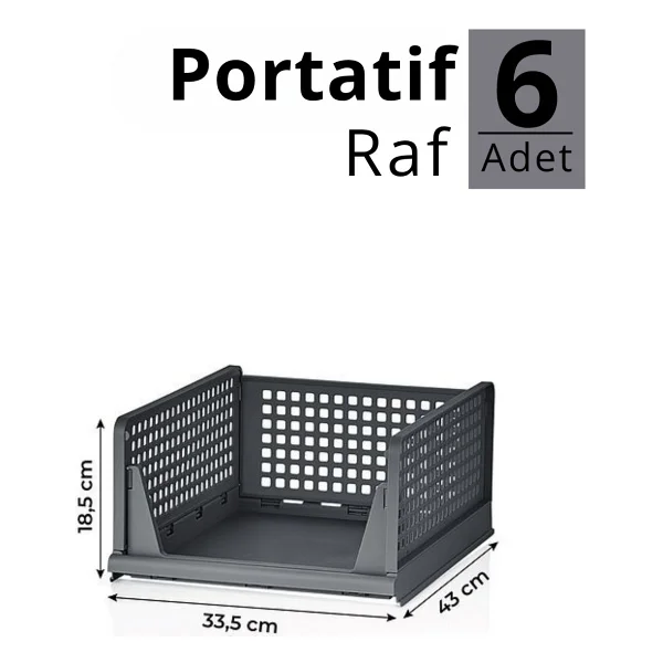 Mithra Life 6 Lı Kayar Raf Organizer - Gri Dolap İçi Kıyafet, Aksesuar Düzenleyici Mıt1264 - Görsel 2