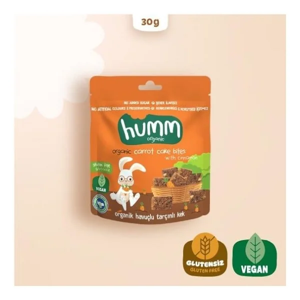 Humm Organik Havuçlu ve Tarçınlı Vegan Kek 30 gr - Görsel 6