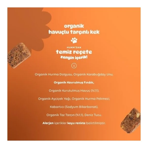 Humm Organik Havuçlu ve Tarçınlı Vegan Kek 30 gr - Görsel 4