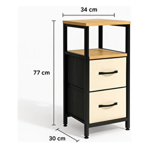 2 Raflı Komodin Deri Çekmeceli Düzenleyici Yatak Odası Organizer Metal Komodin - Çok Renkli - Görsel 4