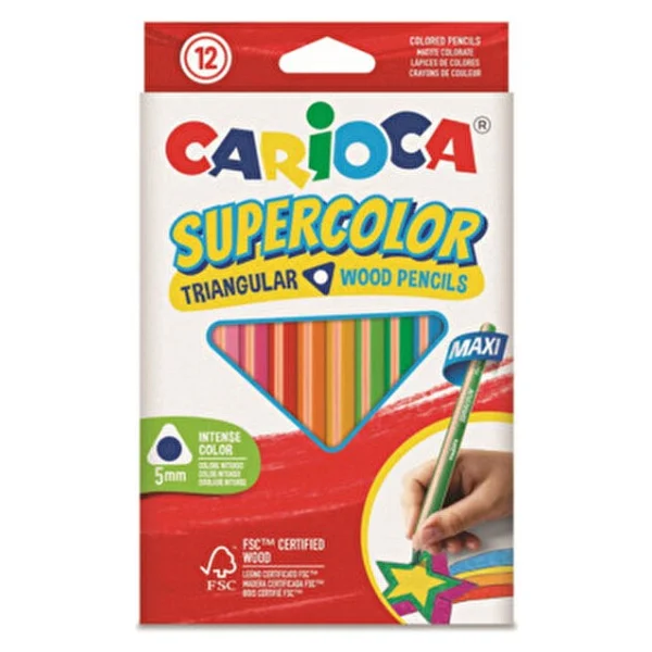 Carioca Supercolor Maxi Üçgen 12'li Kuru Boya Seti - Görsel 2