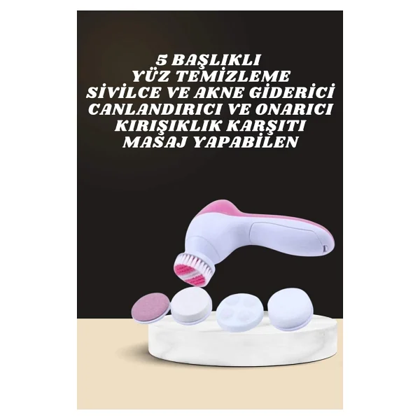 Ikili Cilt Bakım Seti 5 Başlıklı Yüz Temizleme ve Masaj Aleti Canlandırıcı ve Onarıcı - Görsel 7