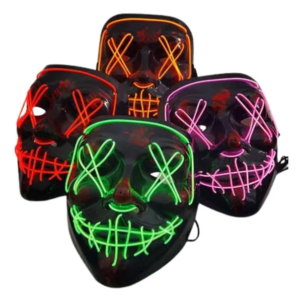 Led Işıklı Neon Maske Cadılar Bayramı Maskesi Korkunç Korku Maskesi - Görsel 8