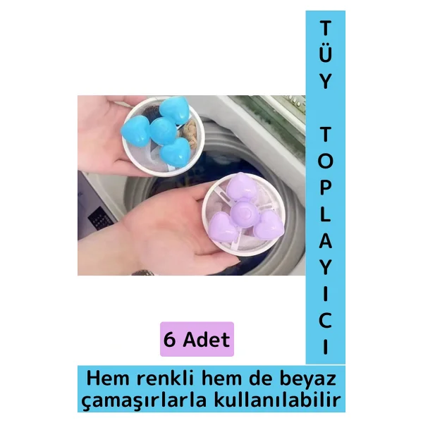 Çamaşır Makinesi Temizlenebilir Tekrar Kullanılabilir Yüzen Tüy Toz Kıl Saç Toplayıcı Filtre 6 Adet - Çok Renkli - Görsel 5
