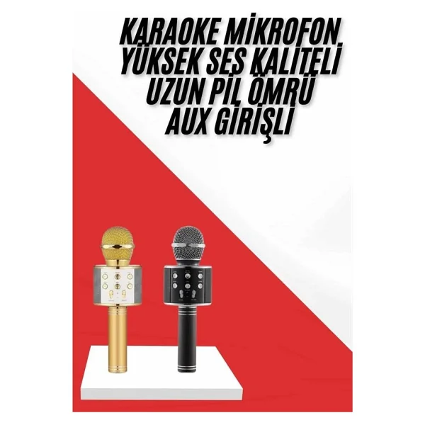 Karaoke Mikrofon Dahili Hoparlörlü Sd-Usb-Aux Girişli Bluetooth Hoparlör - Görsel 3