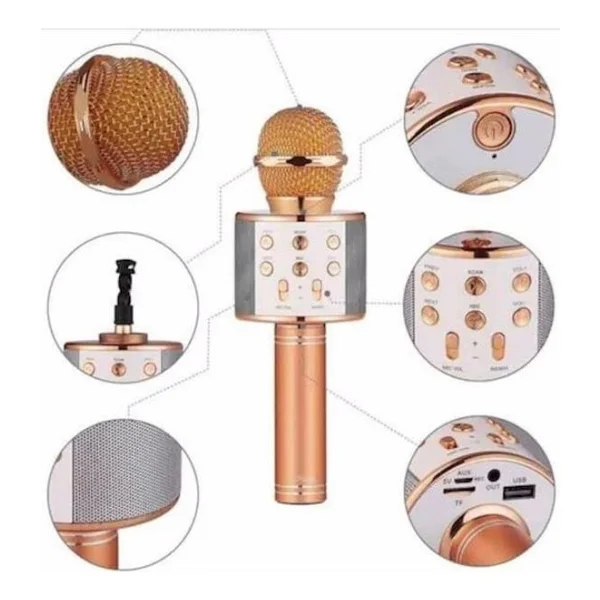Karaoke Mikrofon Dahili Hoparlörlü Sd-Usb-Aux Girişli Bluetooth Hoparlör - Görsel 6