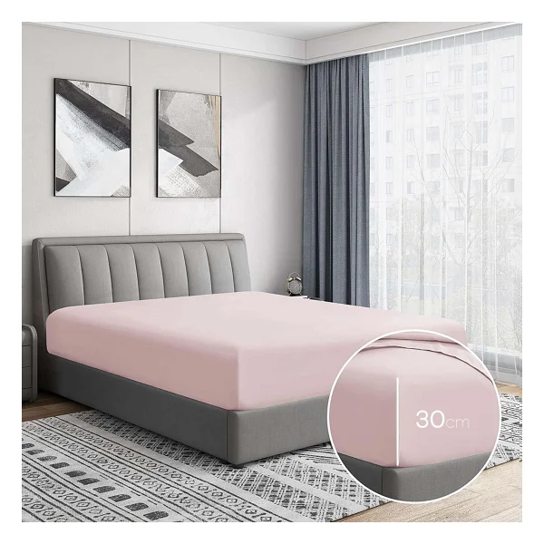Soley Jersey %100 Pamuk Çift Kişilik 140 x 200 Lastikli Çarşaf - Pudra - 140x200 - Görsel 3