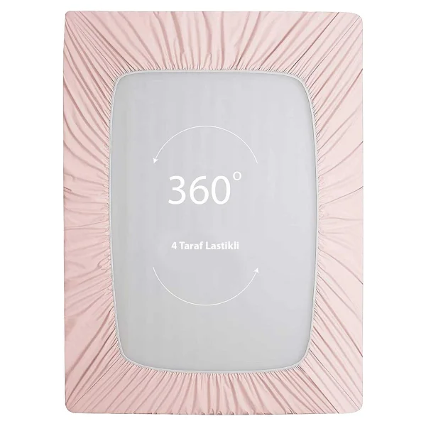 Soley Jersey %100 Pamuk Çift Kişilik 140 x 200 Lastikli Çarşaf - Pudra - 140x200 - Görsel 5