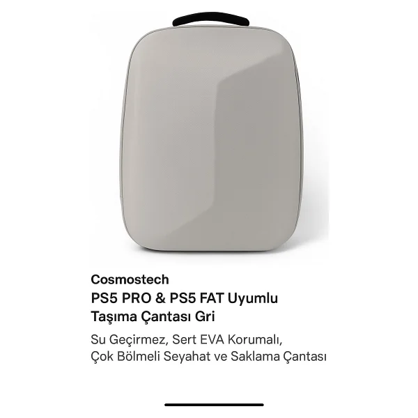 Cosmostech Ps5 Pro CD ve Dijital , Ps5 Fat CD ve Dijital ile Uyumlu Taşıma Çantası Gri - Su Geçirmez, Sert Korumalı, Çok Bölmeli Seyahat ve Saklama Çantası - Görsel 4