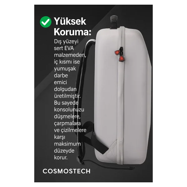 Cosmostech Ps5 Pro CD ve Dijital , Ps5 Fat CD ve Dijital ile Uyumlu Taşıma Çantası Gri - Su Geçirmez, Sert Korumalı, Çok Bölmeli Seyahat ve Saklama Çantası - Görsel 5
