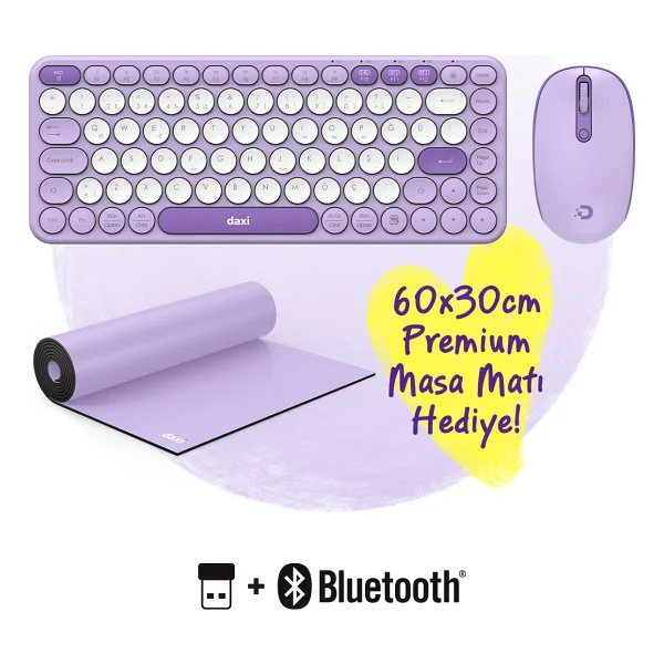 Daxi Creator Pro MK350 Lila Kablosuz Klavye Mouse Seti - Görsel 9