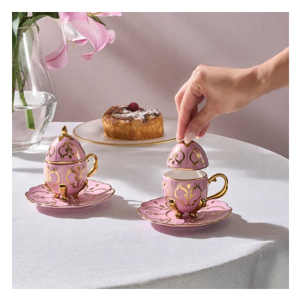 Karaca Faberge Egg Pembe 90 ml 2 Kişilik Kahve Fincanı - Görsel 2