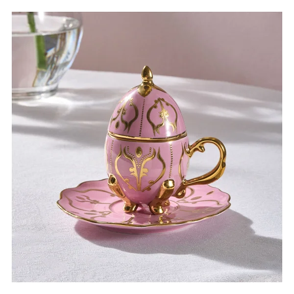 Karaca Faberge Egg Pembe 90 ml 2 Kişilik Kahve Fincanı - Görsel 3