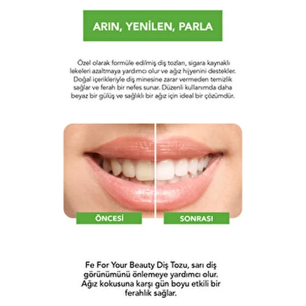 Fe Smokers Nane Aromalı Beyazlatıcı Diş Tozu 50 G - Görsel 6
