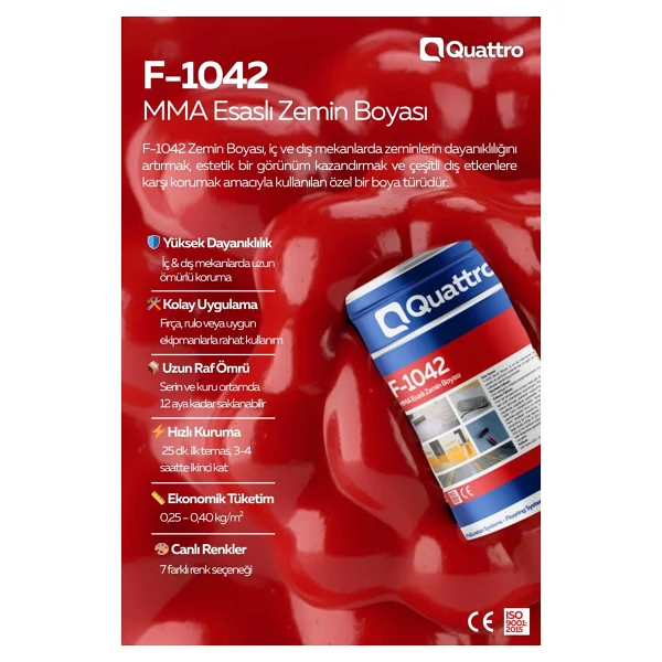 YEYKİM Quattro Yeykim Quattro Quattro F-1042 Mma Esaslı Zemin Boyası - 20 KG - Beyaz - Görsel 2