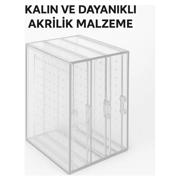 Open Home Concept 192 Bölmeli Şeffaf Akrilik Takı Düzenleyici Organizer - Küpe, Kolye ve Yüzük Saklama Kutusu - Görsel 2