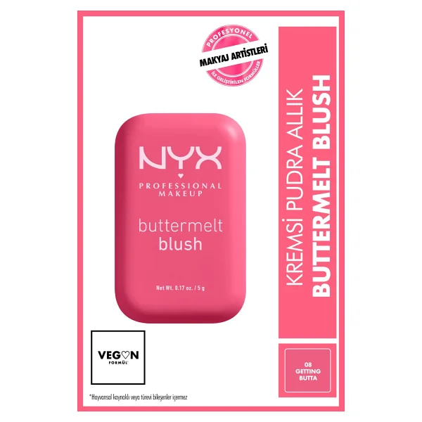 NYX Professional Makeup Buttermelt Blush Kremsi Pembe Pudra Allık - 08 Getting Butta & Bare With Me Concealer Kapatıcı 02 Makyaj Seti - Görsel 2