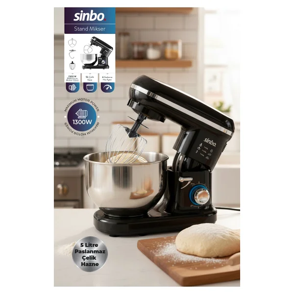 Sinbo SMX-2770 1300 W Siyah 5 lt Stand Mikser - Görsel 9