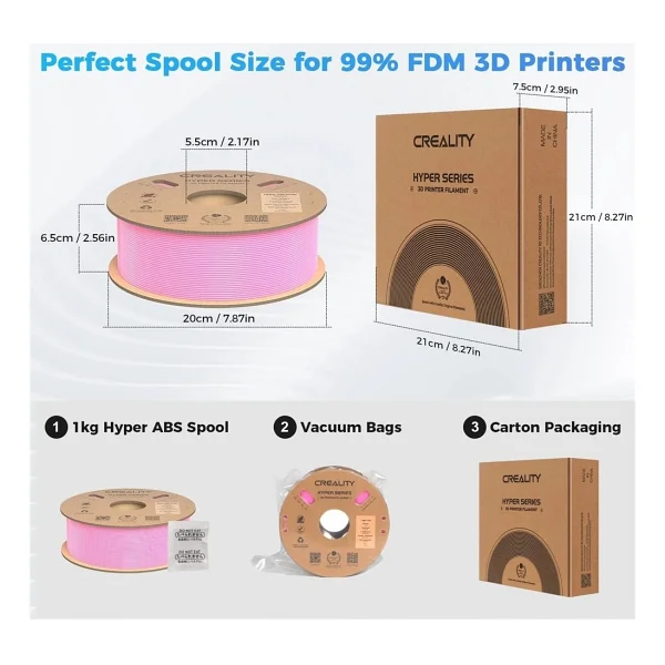 Creality Hyper ABS 1.75 mm 1 kg Pembe Filament - Görsel 3
