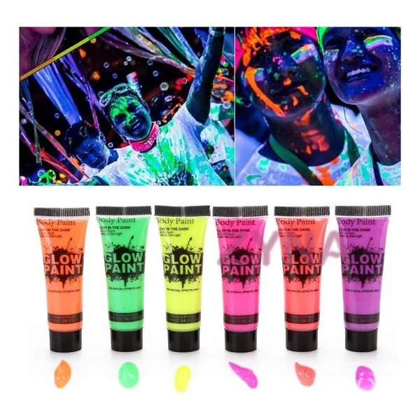 Neonlu Glow Parti Yüz Boyası 6 Renk 6 Adet - Görsel 3