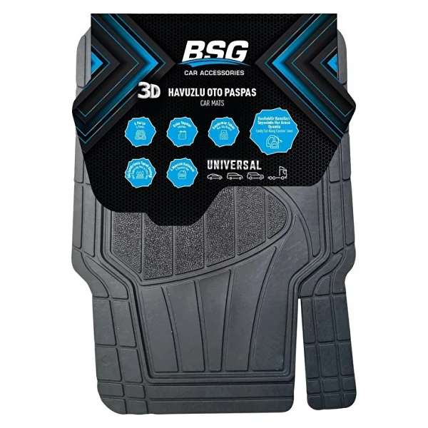 BSG Universal 3D Havuzlu Siyah 5 Parça Tüm Araçlara Uyumlu Paspas - Görsel 9
