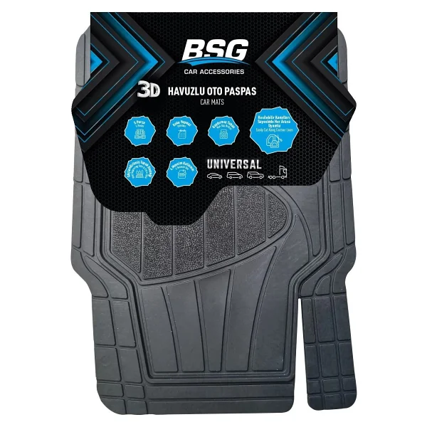 BSG Universal 3D Havuzlu Siyah 5 Parça Tüm Araçlara Uyumlu Paspas - Görsel 10