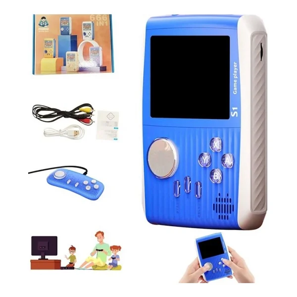 Konsol Plus S1 3.0 Inç Taşınabilir Video Oyun Konsolu Dahili 666 Oyun Retro Oyun Konsolu Iki Oyun Kumandası - Görsel 2