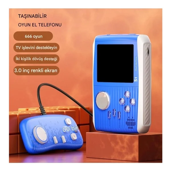 Konsol Plus S1 3.0 Inç Taşınabilir Video Oyun Konsolu Dahili 666 Oyun Retro Oyun Konsolu Iki Oyun Kumandası - Görsel 5
