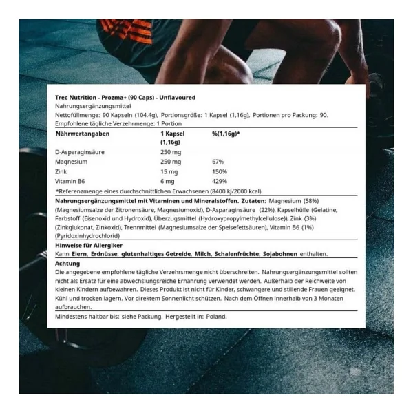Trec Nutrition Prozma Mens Formula Zma D Aspartic Acid Daa 90 Kapsül - Görsel 2