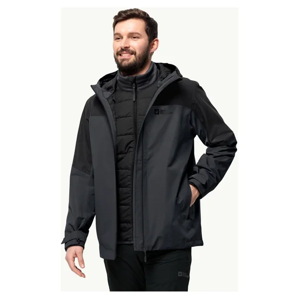 Jack Wolfskin Glaabach 3IN1 1115291-6001 Kapüşonlu Siyah Erkek Outdoor Mont - Görsel 10