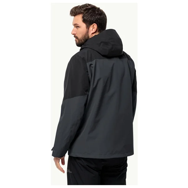Jack Wolfskin Glaabach 3IN1 1115291-6001 Kapüşonlu Siyah Erkek Outdoor Mont - Görsel 2