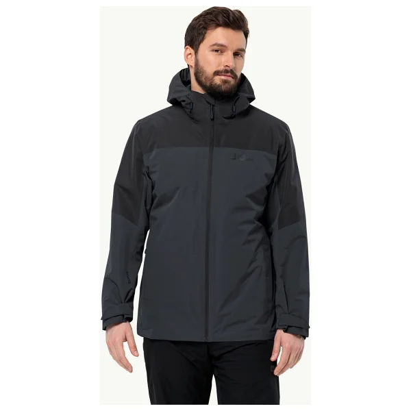 Jack Wolfskin Glaabach 3IN1 1115291-6001 Kapüşonlu Siyah Erkek Outdoor Mont - Görsel 5