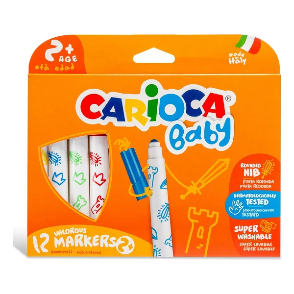 Carioca Baby Teddy Süper Yıkanabilir 12'li Jumbo Keçeli Kalem Seti - Görsel 2