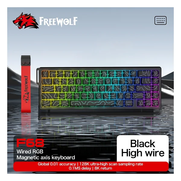 Freewolf F68 Pro Oyun Klavyesi Manyetik Switch 3 Modlu Kablosuz Bluetooth Kablolu, 8k/1k Rgb Klavye - Görsel 5