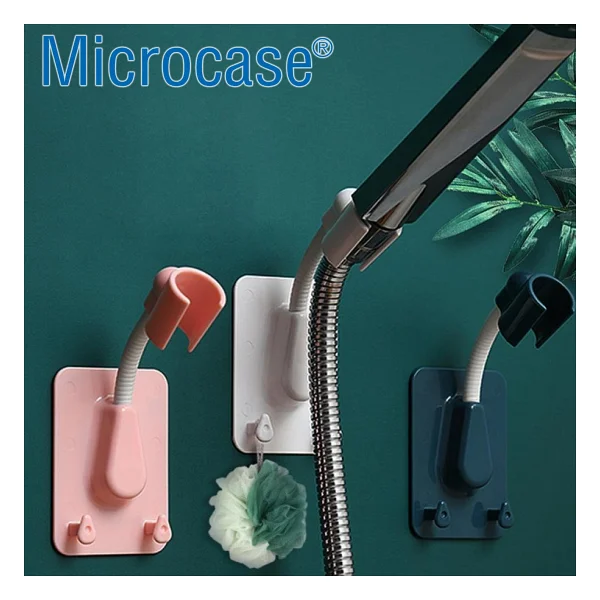 Microcase Esnek Duş Başlığı Tutucu Kancalı Banyo Askısı ve Organizeri 2 Adet AL5367 - Pembe - Görsel 3