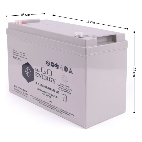 OR2GO Energy 12V 110Ah Jel Akü OV Serisi Uzun Ömürlü - Görsel 4