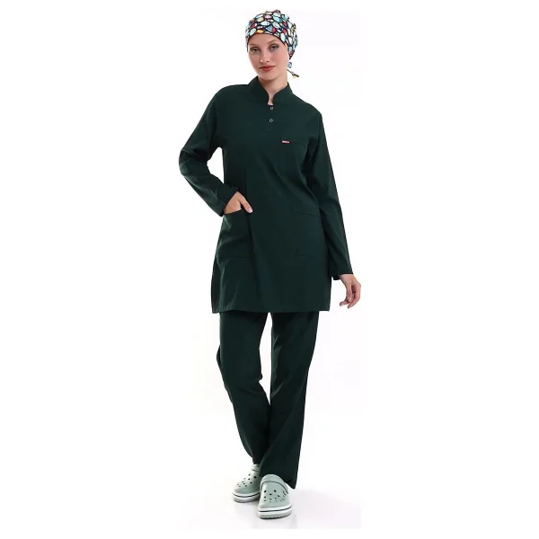 Soft Likralı Tesettür Forma Takım Iki Çıtçıt 6429 Ördek Başı Yeşili - Görsel 3