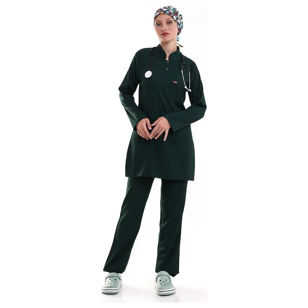 Soft Likralı Tesettür Forma Takım Iki Çıtçıt 6429 Ördek Başı Yeşili - Görsel 4