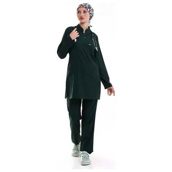 Soft Likralı Tesettür Forma Takım Iki Çıtçıt 6429 Ördek Başı Yeşili - Görsel 5