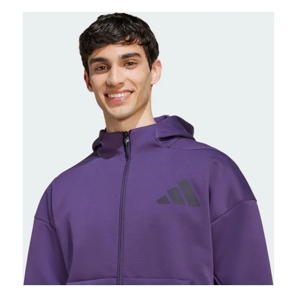 Adidas Z.N.E. KB7124 Kapüşonlu Mor Erkek Eşofman Üstü - Görsel 4