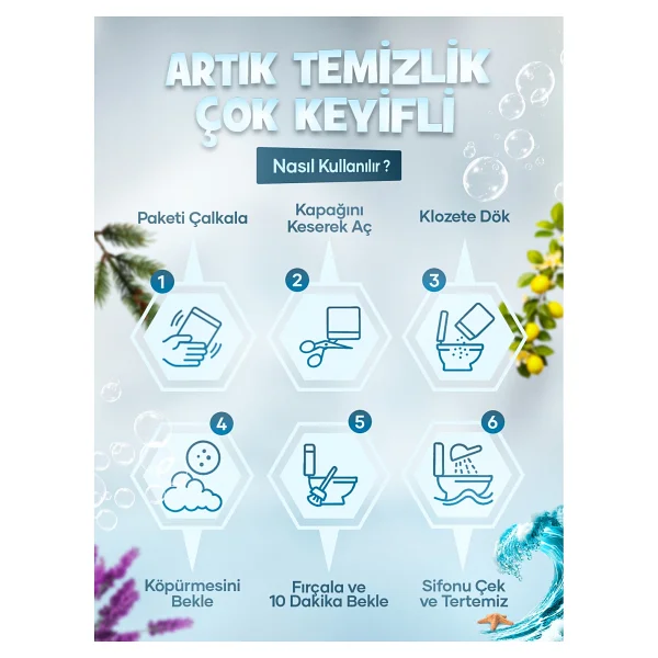 FUNECO Lavanta Ferahlığı - Avantajlı Paket - 2 Kutu - 8 Paket - Tuvalet Klozet Temizleyici, Aktif Köpüklü - Görsel 3