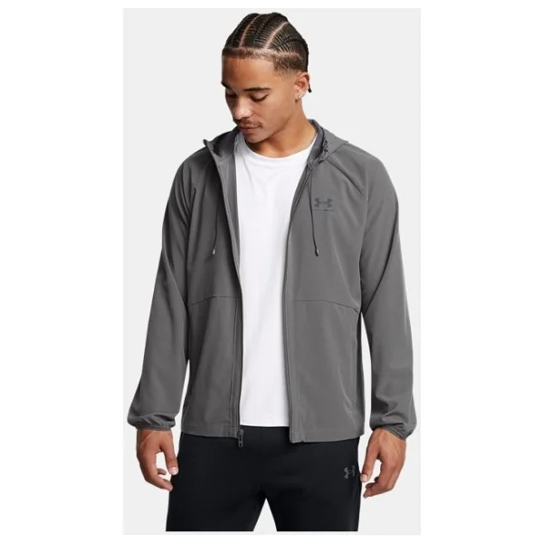 Under Armour Stretch Woven 6003001-025 Kapüşonlu Gri Erkek Rüzgarlık - Görsel 9