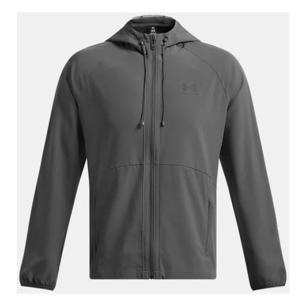Under Armour Stretch Woven 6003001-025 Kapüşonlu Gri Erkek Rüzgarlık - Görsel 3
