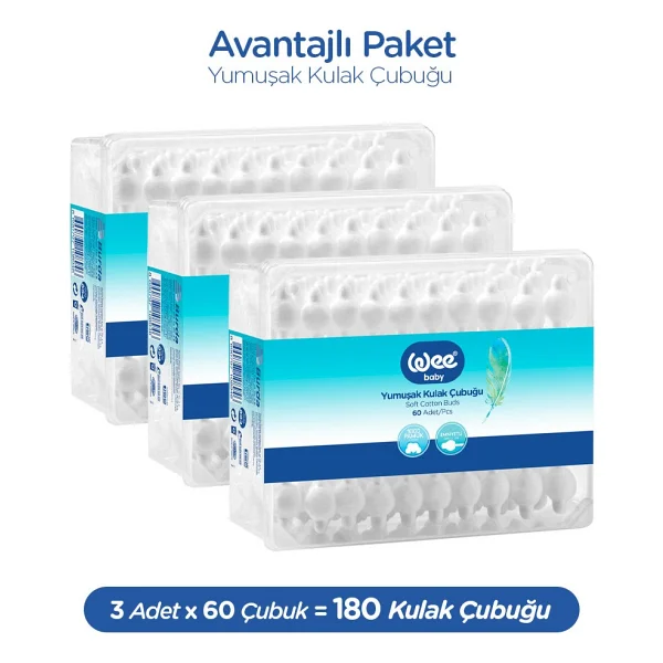 Wee Baby Emniyetli Kulak Çubuğu 60 Lı Pk (WEE-894) (3 Lü Set) - Görsel 2