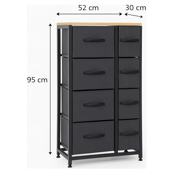 Miyuhome 8 Çekmeceli Şifonyer Deri Çekmeceli Yatak Odası Düzenleyici Çekmeceli Çocuk Odası Organizer - Antrasit - Görsel 4